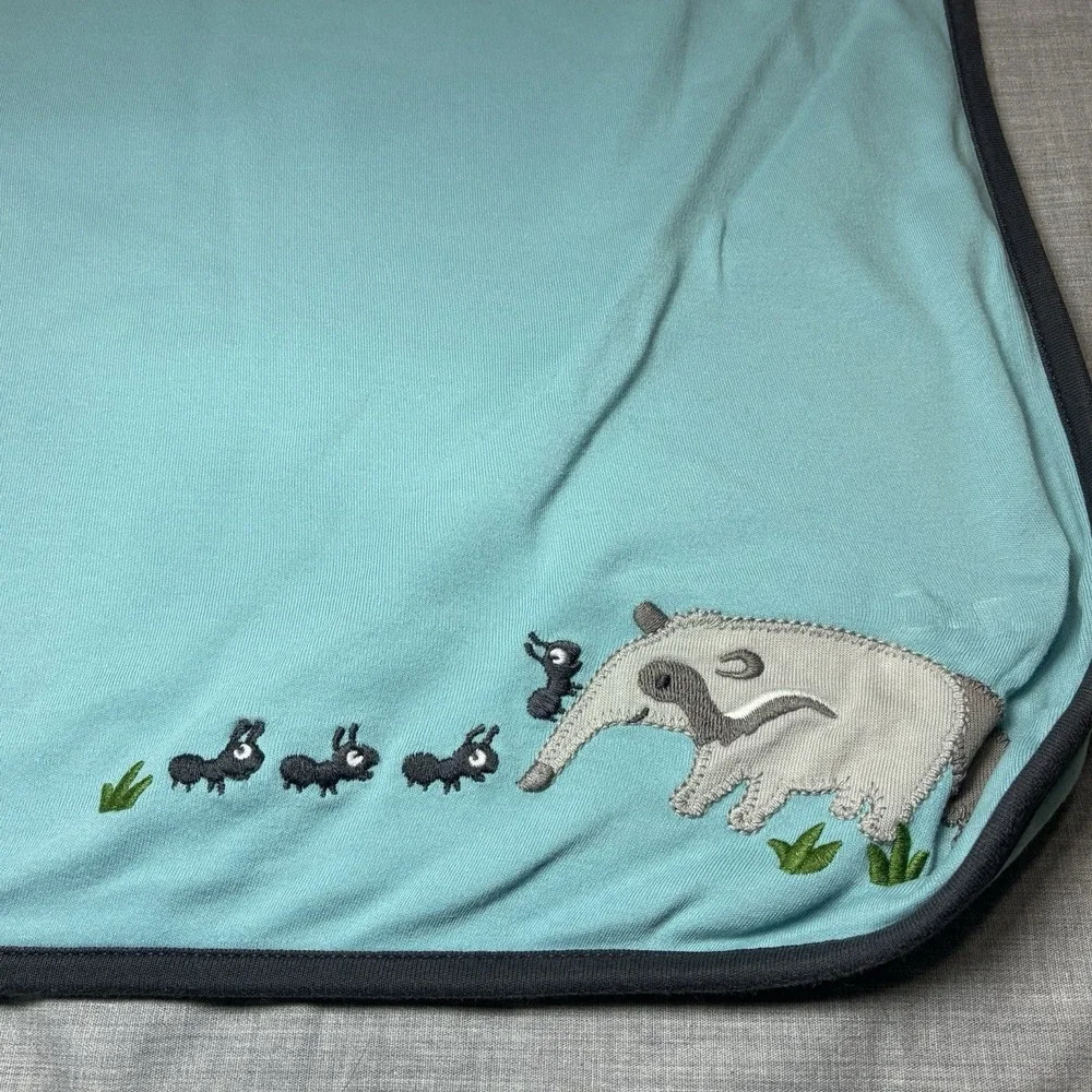 Gymboree Blue Ant Anteater Reversible Double Sided Baby Blanket 100% Cotton 2013